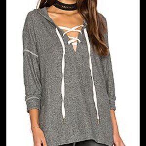 Project Social T Bali Lace Up Hoodie Gray